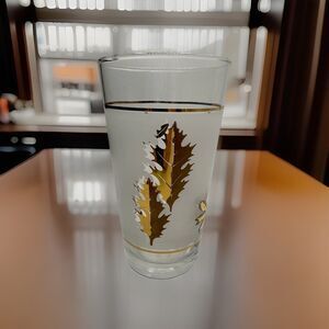 1 Piece 6.5” VTG Libbey Frosted Golden Foliage Glass MCM
